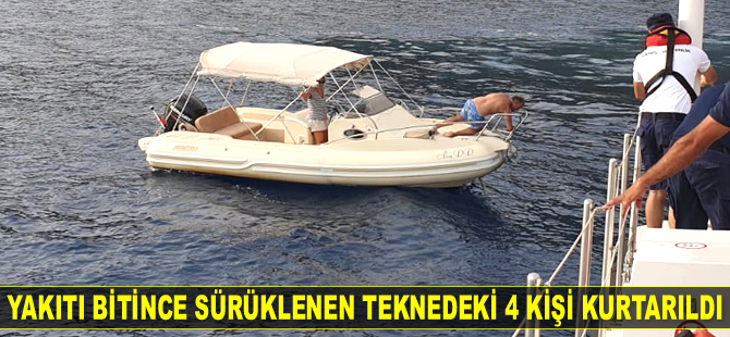 Bodrum’da yakıtı bitince sürüklenen teknedeki 4 kişi kurtarıldı