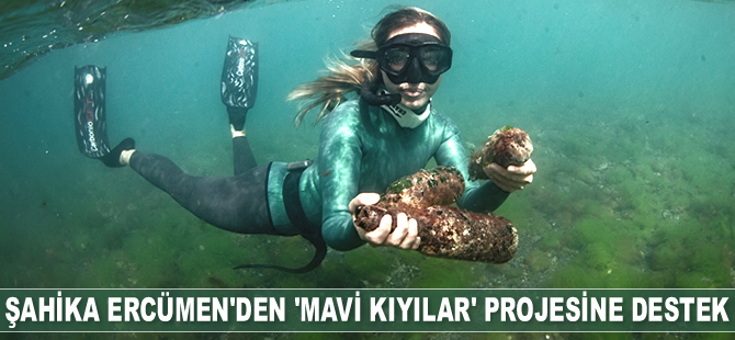 Şahika Ercümen, ‘Mavi Kıyılar’ projesine destek için İstanbul Boğazı'nda dalış yaptı