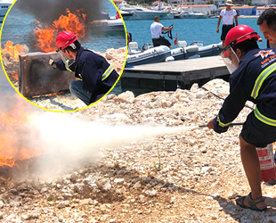 Çeşme Marina çalışanlarına yangın eğitimi verildi