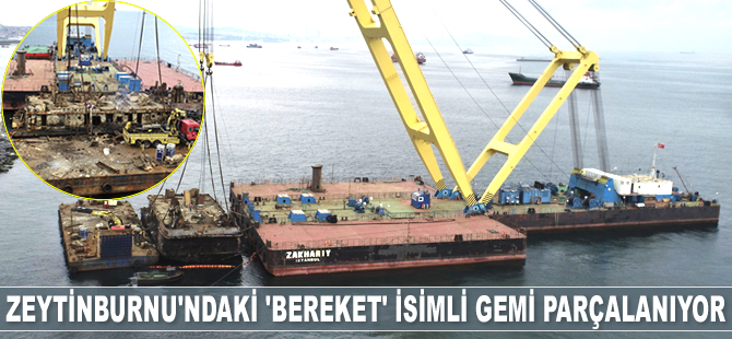 ‘Bereket’ isimli batık gemi parçalanıyor
