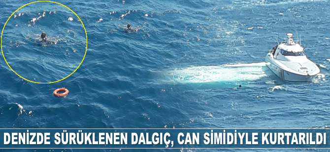 Denizde sürüklenen dalgıç, feribottan atılan can simidiyle kurtarıldı