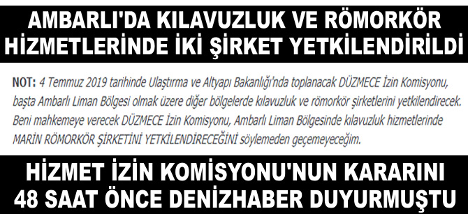 Ambarlı Limanı'nda yetkili kılavuzluk ve römorkör şirketleri belirlendi