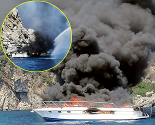 Marmaris’te yanarak batan yatın kirlettiği deniz temizlendi