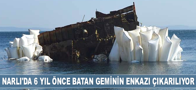 Erdek’te 6 yıl önce batan 'Pasha' isimli geminin enkazı çıkarılıyor
