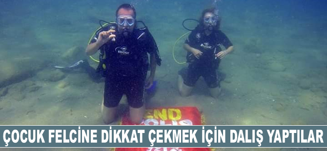 Silifke Rotary Kulübü üyeleri, çocuk felcine dikkat çekmek için dalış yaptı