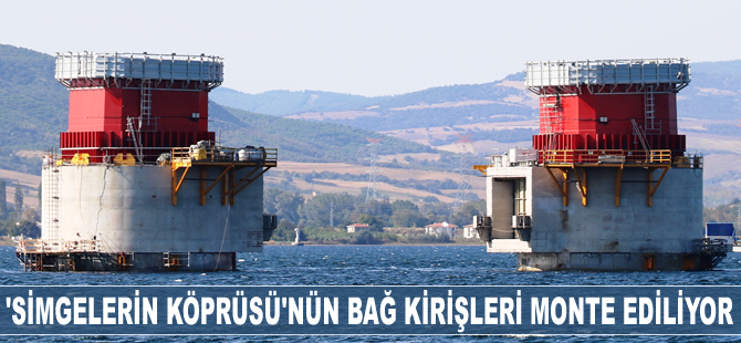 1915 Çanakkale Köprüsü'nün ayaklarının bağ kirişleri monte ediliyor