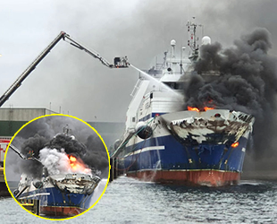 'Bukhta Naezdnik' isimli Rus balıkçı gemisinde yangın çıktı