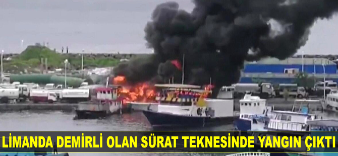 Limanda demirli olan sürat teknesinde yangın çıktı
