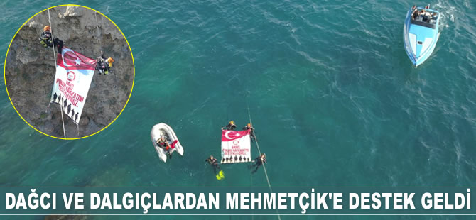 Dağcı ve dalgıçlardan Mehmetçik'e destek geldi