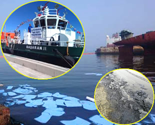 Aliağa’da denizdeki petrol kirliliğini Başaran Gemi temizledi