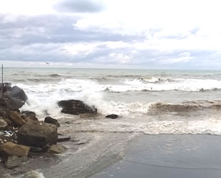 Karadeniz kabardı, dalgalar sahili kapladı