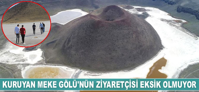 Kuruyan Meke Gölü'nün ziyaretçisi eksik olmuyor