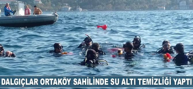Gönüllü dalgıçlar Ortaköy sahilinde su altı temizliği yaptı