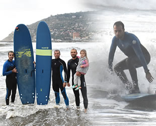 Antalya'da sporcular, sörf yapmanın keyfini çıkardı