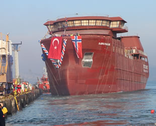 Tersan Tersanesi, ‘Bjorg Pauline’ isimli canlı balık taşıma gemisini suya indirdi