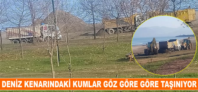 Deniz kenarındaki kumlar göz göre göre taşınıyor