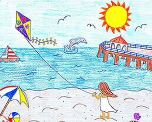 Çocuklar denizde eğlenceyi çizecek