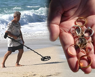 Define avcıları, turistlerin düşürdüğü altınları arıyor