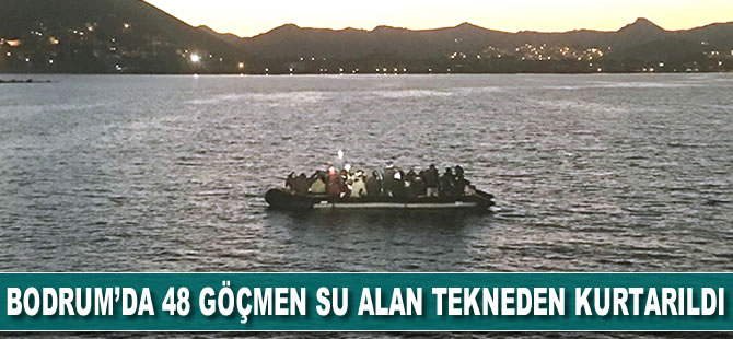 Bodrum'da 48 göçmen su alan tekneden kurtarıldı