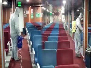 Adalar, yolcu motorlarında dezenfekte çalışması