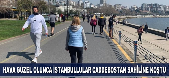 ''Evde kal'' uyarılarına kulak asmadılar, Caddebostan sahilinde spor ve yürüyüş yaptılar
