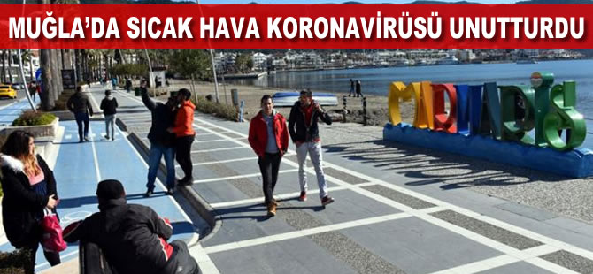 Muğla'da sıcak hava koronavirüsü unutturdu, sahiller doldu