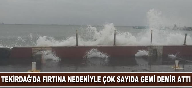 Tekirdağ'da fırtına nedeniyle çok sayıda gemi demir attı