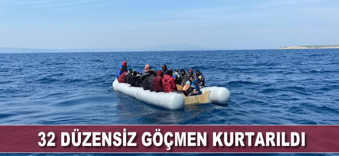 Ayvalık açıklarında 32 düzensiz göçmen kurtarıldı
