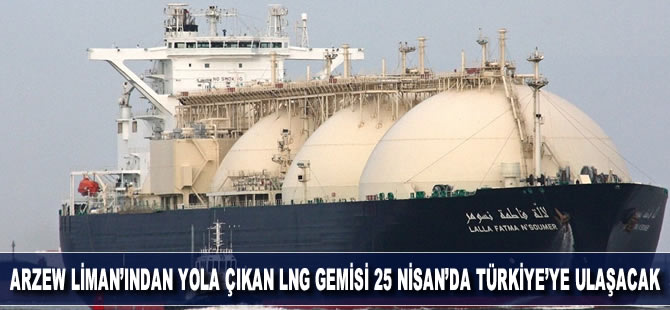 Arzew'den yola çıkan "Lalla Fatma N'Soumer" isimli LNG gemisi 25 Nisan'da Türkiye'ye ulaşacak