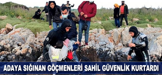 Çeşme'deki adaya sığınan göçmenleri Sahil Güvenlik kurtardı