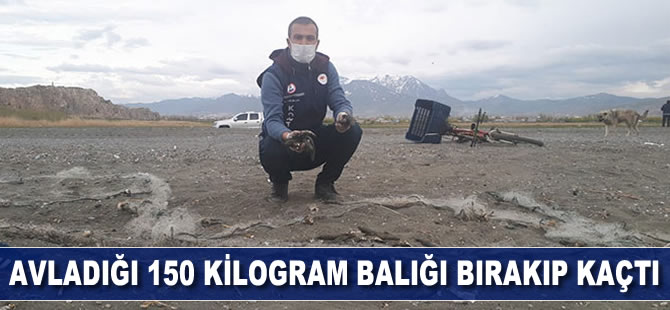 Bisikletli kaçak avcı, avladığı 150 kilogram balığı bırakıp kaçtı