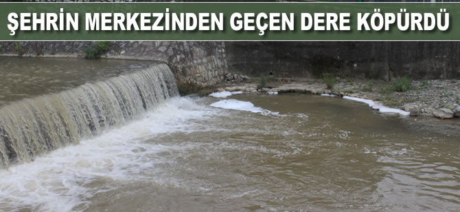 Şehrin merkezinden geçen dere köpürdü