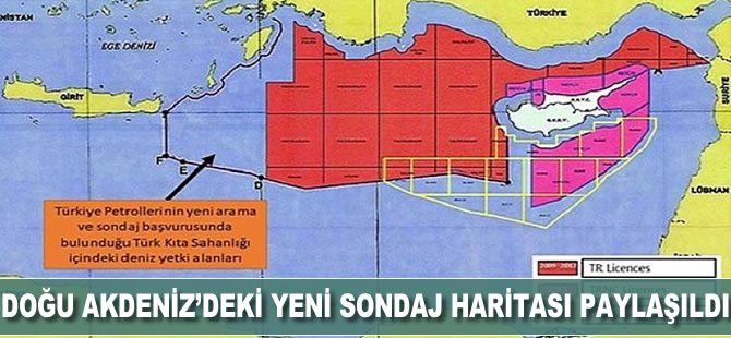 Türkiye'nin Doğu Akdeniz'deki yeni sondaj haritası paylaşıldı