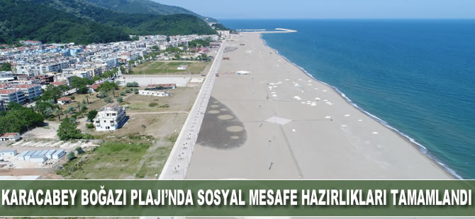 Karacabey Boğazı Plajı’nda  sosyal mesafe hazırlıkları tamamlandı
