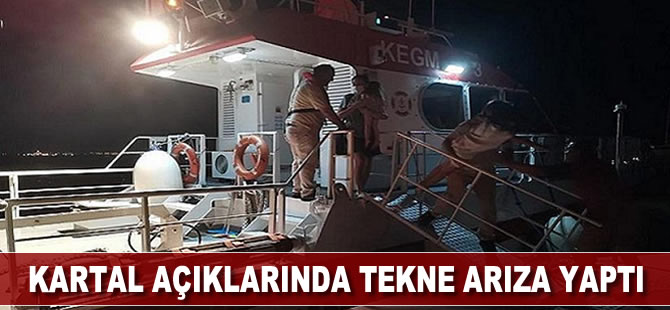 Kartal açıklarında arıza yapan teknedeki 3'ü çocuk 5 kişi kurtarıldı