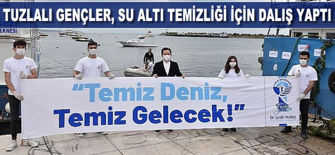 Tuzlalı gençler, su altı temizliği için dalış yaptı