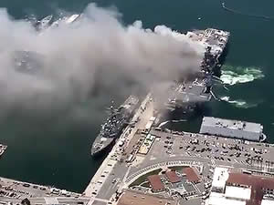 ABD''de savaş gemisinde yangın çıktı, 21 kişi yaralandı