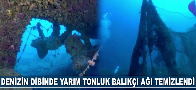 İyonya Denizi'nde yarım tonluk balıkçı ağı temizlendi!