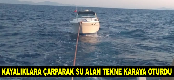 Kayalıklara çarparak su alan 'Alina’ isimli tekne karaya oturdu