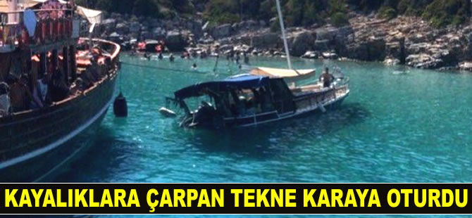 Bodrum'da kayalıklara çarpan Alina isimli tekne karaya oturdu