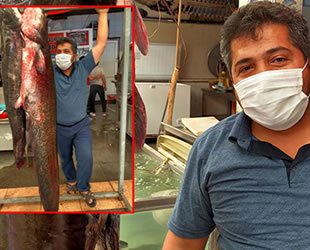 Kahramanmaraş’ta insan boyunda yayın balığı yakalandı