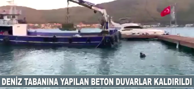 Muğla'da deniz tabanına yapılan beton duvarlar kaldırıldı