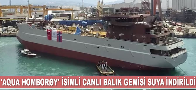 Sefine Tersanesi’nin inşa ettiği ‘AQUA HOMBORØY’ isimli canlı balık gemisi suya indirildi