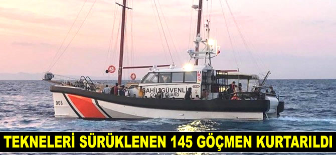 Çanakkale'de tekneleri sürüklenen 145 göçmen kurtarıldı