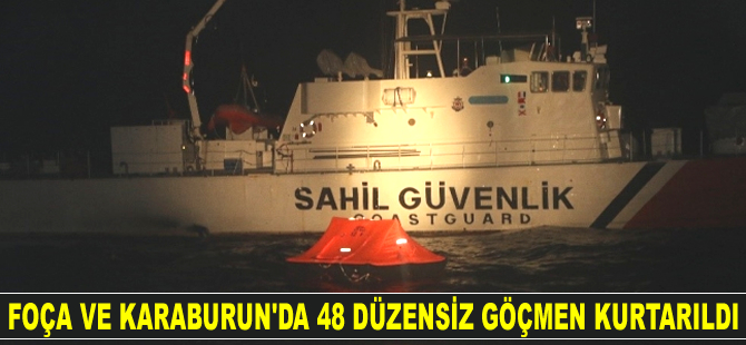 İzmir’de 48 düzensiz göçmen kurtarıldı