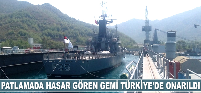 Beyrut'taki patlamada hasar gören ‘BNS BIJOY’ isimli askeri gemi, Türkiye'de onarıldı
