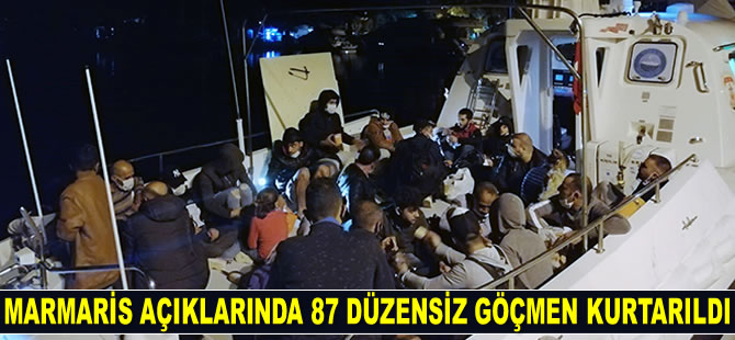 Marmaris’te 87 düzensiz göçmen kurtarıldı