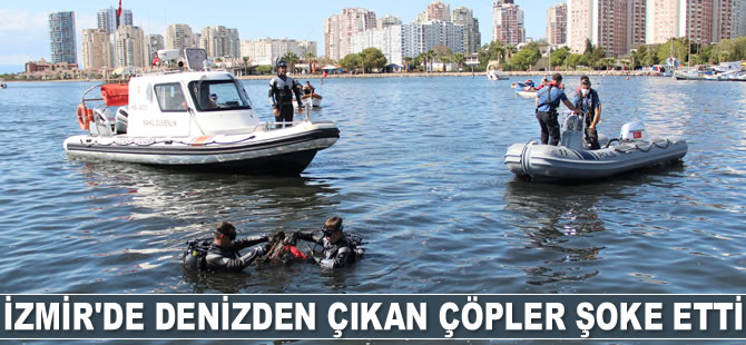 İzmir’de dalgıçlar, deniz temizliği yaptı