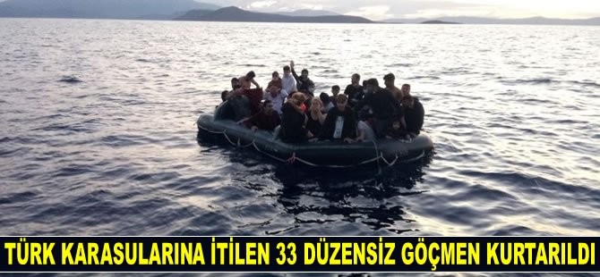 Yunan Sahil Güvenlik ekiplerinin Türk karasularına ittiği 33 göçmen kurtarıldı
