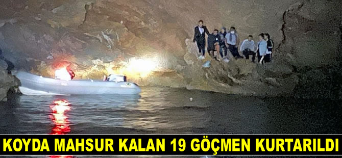 Koyda mahsur kalan 19 göçmen kurtarıldı